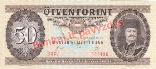 50 Forintų banknoto priekinė pusė