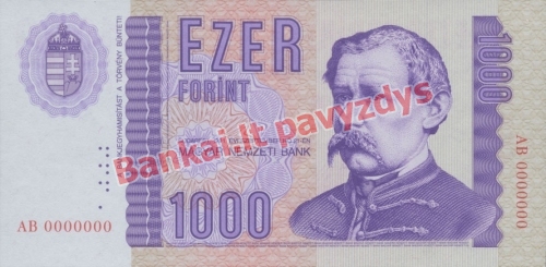 1000 Forintų banknoto priekinė pusė