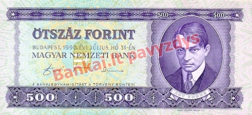 500 Forintų banknoto priekinė pusė