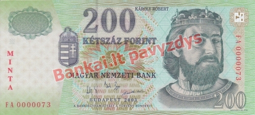 200 Forintų banknoto priekinė pusė