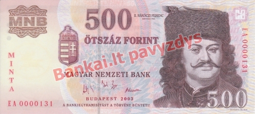 500 Forintų banknoto priekinė pusė