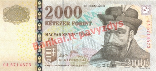 2000 Forintų banknoto priekinė pusė