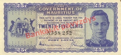 25 Centų banknoto priekinė pusė