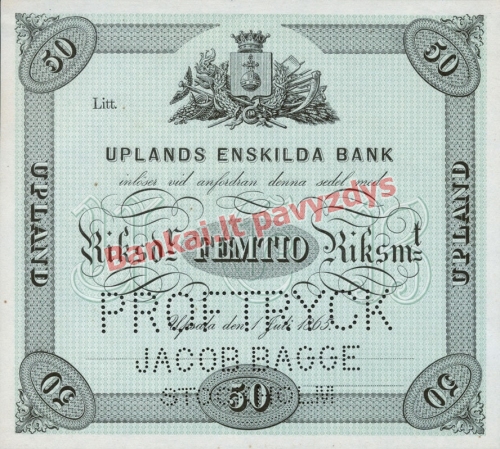 50 RiksDalerių banknoto priekinė pusė