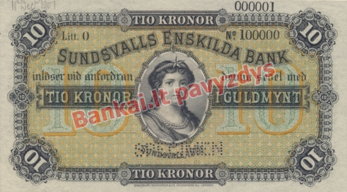 10 Kronų banknoto priekinė pusė
