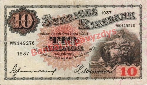 10 Kronų banknoto priekinė pusė