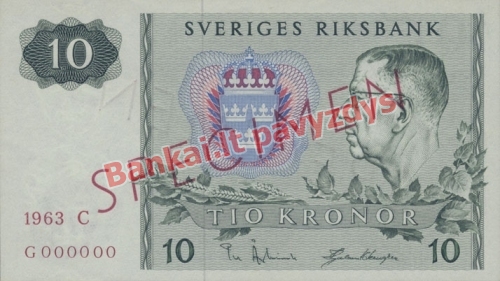 10 Kronų banknoto priekinė pusė