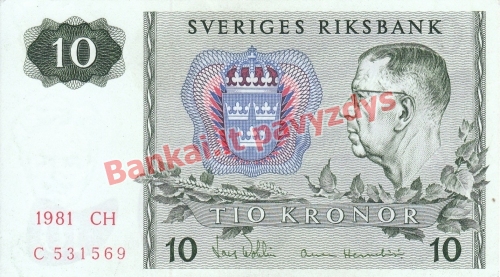 10 Kronų banknoto priekinė pusė