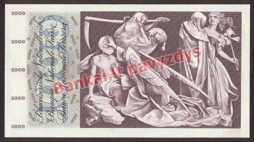 1000 Frankų banknoto galinė pusė
