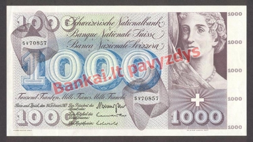 1000 Frankų banknoto priekinė pusė