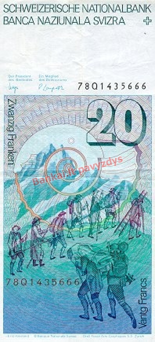 20 Frankų banknoto galinė pusė