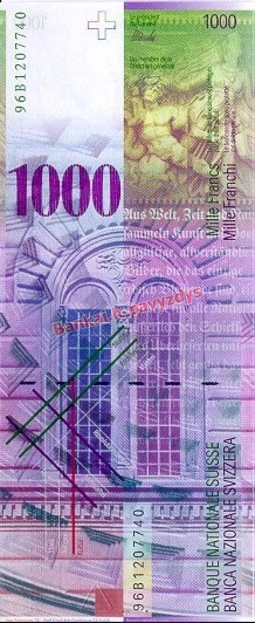 1000 Frankų banknoto galinė pusė