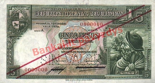 5 Pesų banknoto priekinė pusė