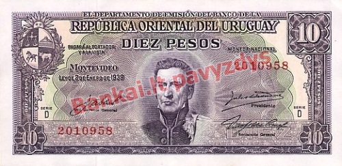 10 Pesų banknoto priekinė pusė