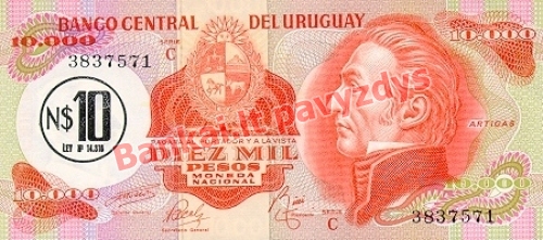 10 Nuevo Pesų banknoto priekinė pusė