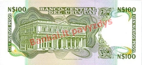 100 New Pesų banknoto galinė pusė