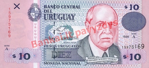 10 Pesų banknoto priekinė pusė