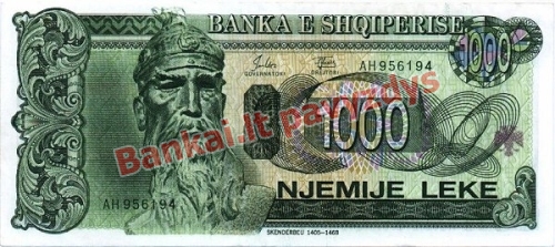 1000 Lekų banknoto priekinė pusė
