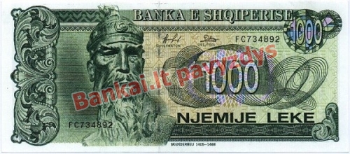1000 Lekų banknoto priekinė pusė