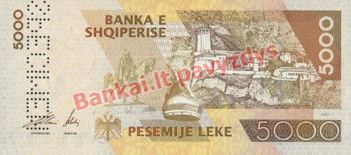 5000 Lekų banknoto galinė pusė