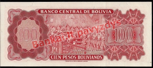 100 Pesų banknoto galinė pusė