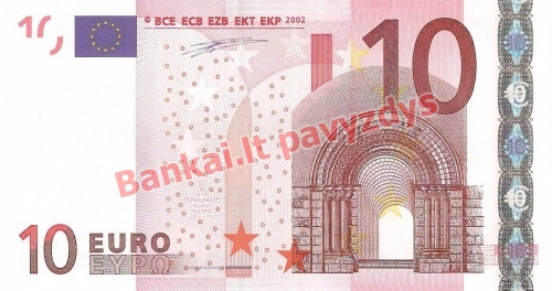 10 Eurų banknoto priekinė pusė
