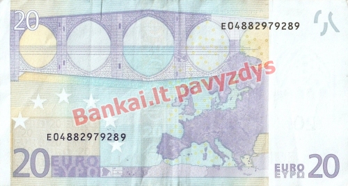 20 Eurų banknoto galinė pusė