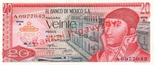 20 Pesų banknoto priekinė pusė