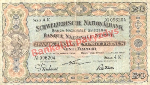 20 Frankų banknoto priekinė pusė