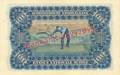 100 Frankų banknoto galinė pusė