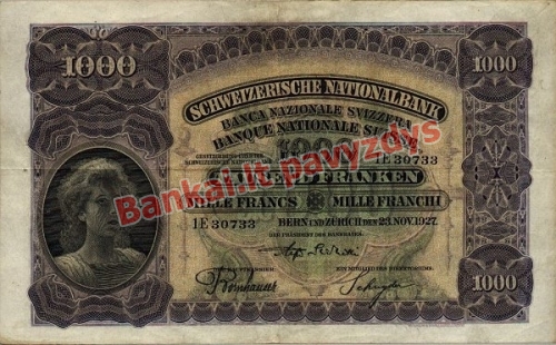 1000 Frankų banknoto priekinė pusė