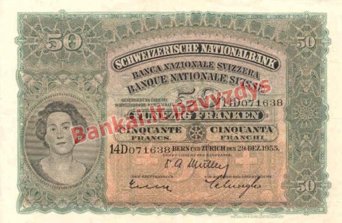 50 Frankų banknoto priekinė pusė