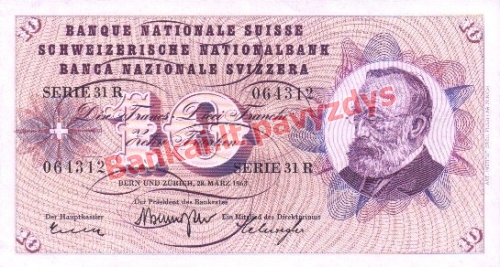 10 Frankų banknoto priekinė pusė