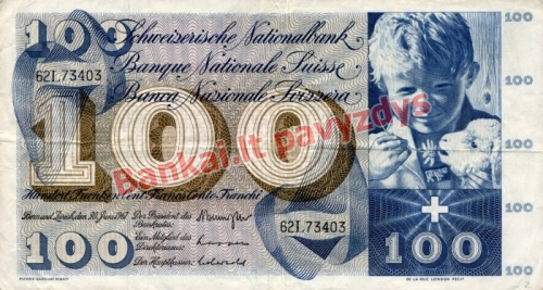 100 Frankų banknoto priekinė pusė