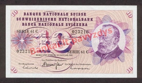 10 Frankų banknoto priekinė pusė