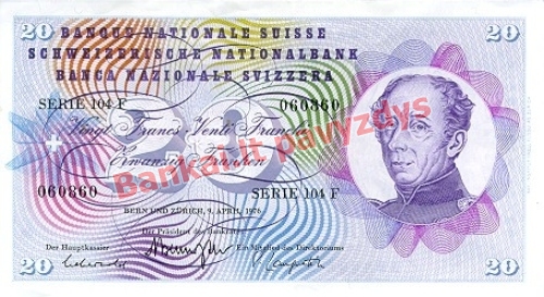 20 Frankų banknoto priekinė pusė