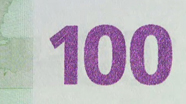 100 eurų spalvą keičiantis skaičius