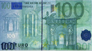 100 eurų vandens ženklas
