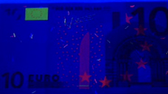 10 eurų ultravioletinis banknoto vaizdas