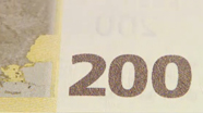 200 eurų spalvą keičiantis skaičius, pasikeitęs