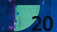 20 eurų ultravioletinis banknoto vaizdas kita pusė