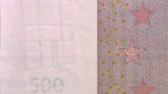 500 eurų vandens ženklas ženklas ant stalo