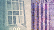 500 eurų vandens ženklas iš arti