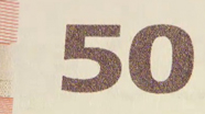 50 eurų spalvą keičiantis skaičius, pasikeitęs