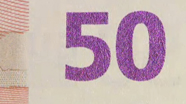 50 eurų spalvą keičiantis skaičius