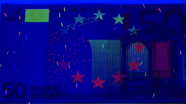 50 eurų ultravioletinis banknoto vaizdas