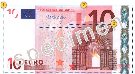 10 eurų banknotas. Apčiuopkite.