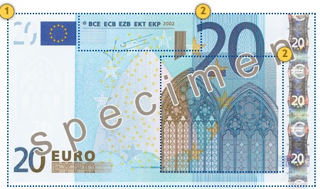 20 eurų banknotas. Apčiuopkite.
