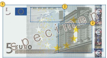 Senieji 5 eurų banknotai. Apčiuopkite.