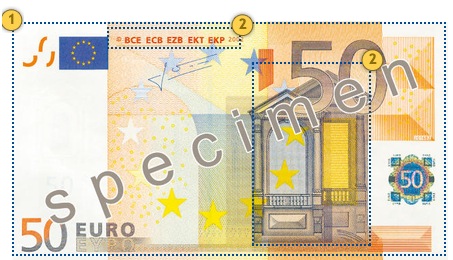 50 eurų banknotas. Apčiuopkite.
